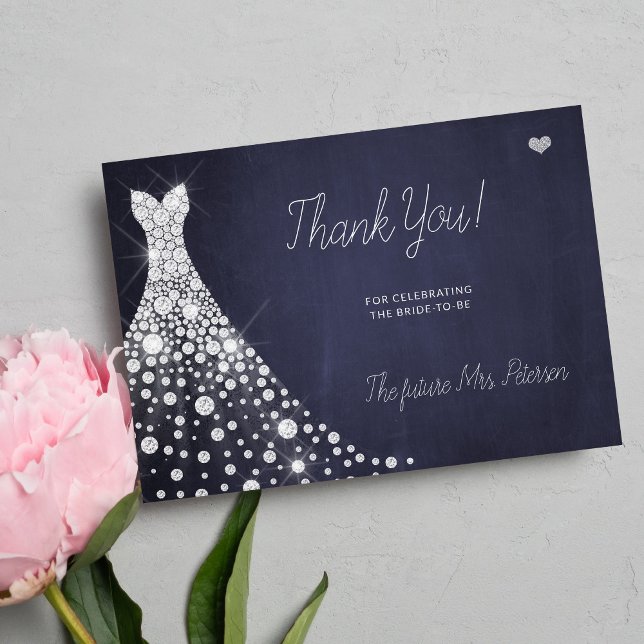 Carte De Remerciements Mariage robe élégante marine nuptiale douche (Créateur téléchargé)