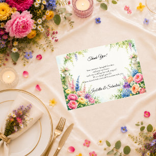 Carte De Remerciements Mariage Romantique au Domaine Jardin Féérique