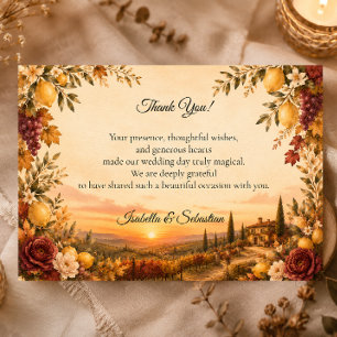 Carte De Remerciements Mariage romantique toscan