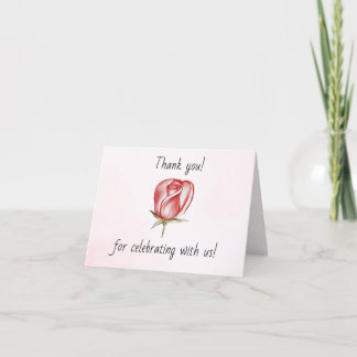 Carte De Remerciements Mariage Rose À L'aquarelle Rose Tendresse Romantiq