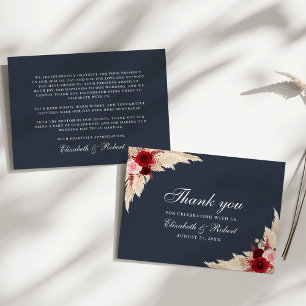 Carte De Remerciements Mariage Rose de Midnight Blue Burgundy
