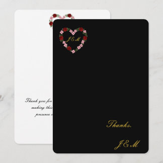 Carte De Remerciements mariage rose et noir