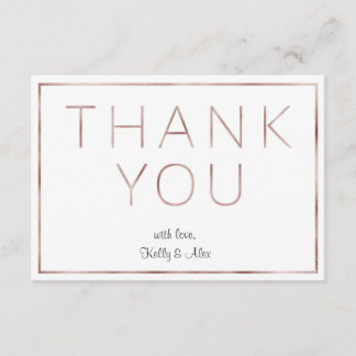 Carte de remerciements Mariage rose Gold Foil
