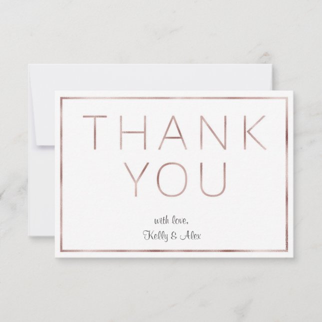Carte de remerciements Mariage rose Gold Foil (Devant)