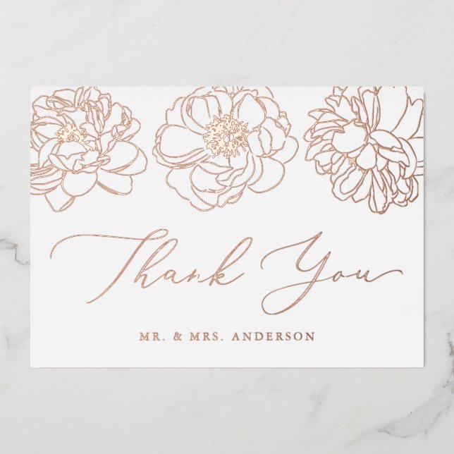 Carte de remerciements Mariage rose Gold Foil (Recto)