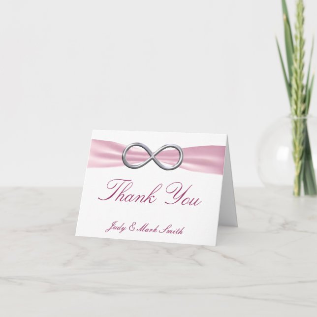 Carte de remerciements Mariage rose infini (Devant)