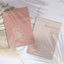 Carte de remerciements Mariage rose minimaliste