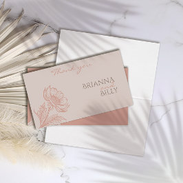 Carte de remerciements Mariage rose minimaliste