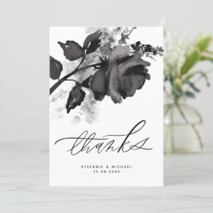 Carte De Remerciements Mariage Rose noir Aquarelle moderne