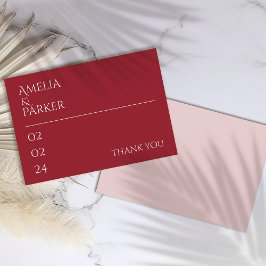 Carte de remerciements Mariage rouge Crimson minim