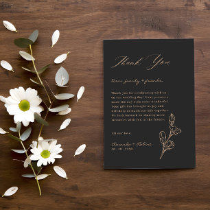Carte De Remerciements Mariage Royal Noir Simple Minimaliste