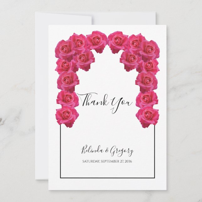 Carte de remerciements Mariage Russe Roses Roses R (Dos)
