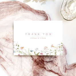 Carte De Remerciements Mariage rustique bohème élégant aux fleurs sauvage