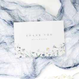 Carte De Remerciements Mariage rustique bohème élégant avec fleurs sauvag