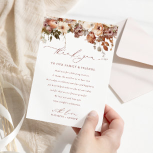 Carte De Remerciements Mariage Rustique Boho Garden Flowers