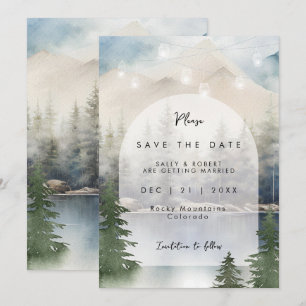 Carte De Remerciements mariage rustique dans le lac de montagne enregistr