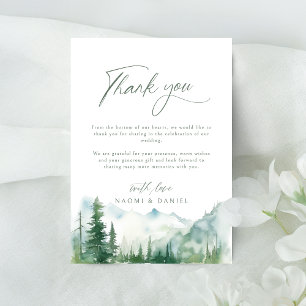 Carte De Remerciements Mariage rustique de montagne à l'aquarelle