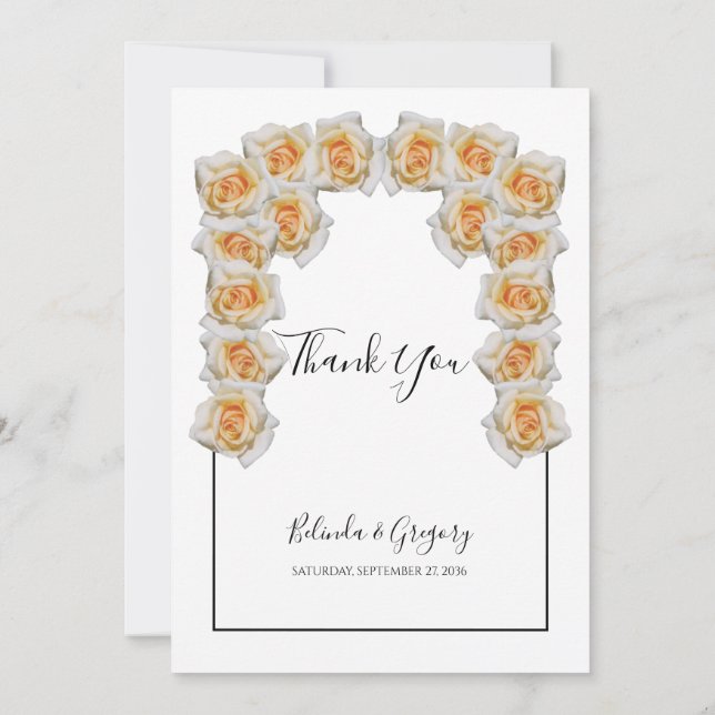 Carte de remerciements Mariage rustique orange Ros (Dos)