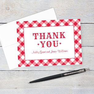 Carte De Remerciements Mariage rustique rouge à carreaux BBQ