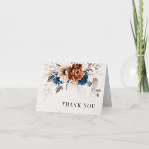 Carte De Remerciements Mariage rustique Terracotta Bleu Nuit Herbe de Pam