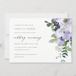 Carte De Remerciements Mariage Rustique Violet Violet Floral Lafy