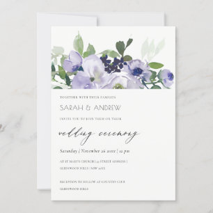 Carte De Remerciements Mariage Rustique Violet Violet Floral Lafy