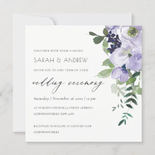 Carte De Remerciements Mariage Rustique Violet Violet Floral Lafy