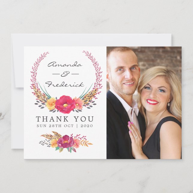 Carte De Remerciements Mariage Safari Floral Aquarelle (Devant)