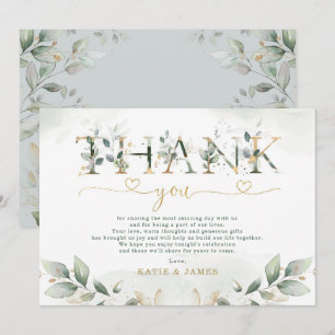 Carte de remerciements Mariage Sage Green Leafy Eu
