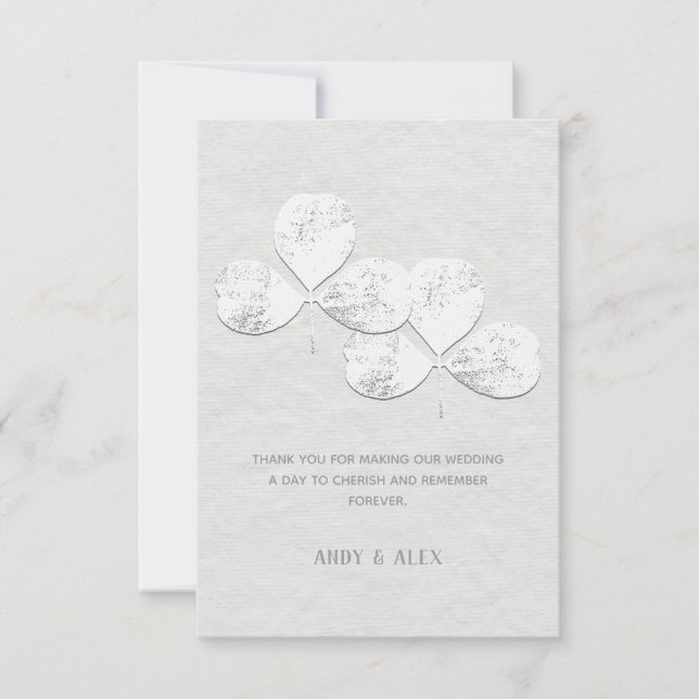 Carte de remerciements Mariage Shamrock blanc (Devant)