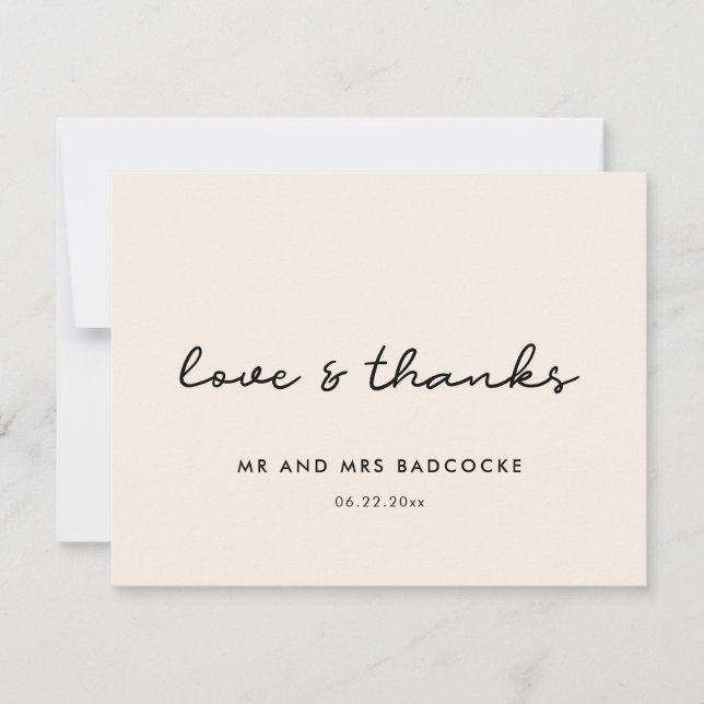 Carte de remerciements mariage simple (Devant)