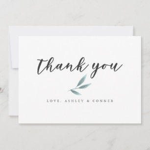 Carte De Remerciements Mariage simple à feuilles vertes