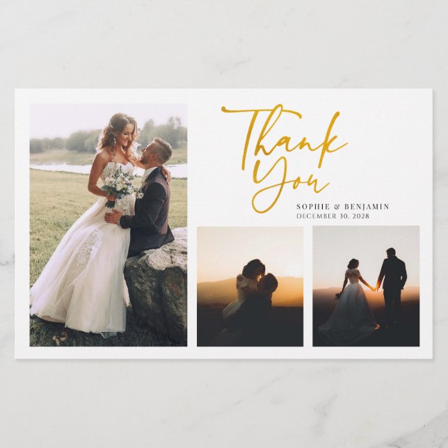 Carte de remerciements Mariage simple à lettres ma (Devant)