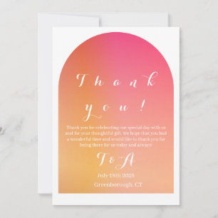 Carte De Remerciements Mariage simple Boho Arch Orange Ombre