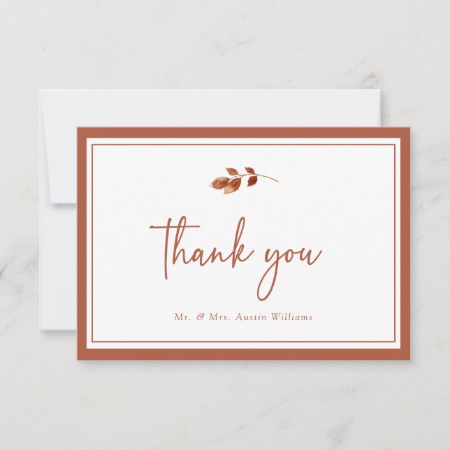 Carte De Remerciements Mariage Simple d'Automne (Devant)