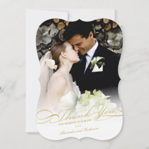 Carte De Remerciements Mariage simple de photo élégante et élégante de