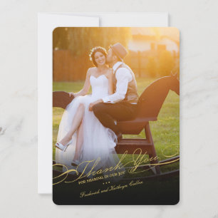 Carte De Remerciements Mariage simple de photo élégante et élégante de