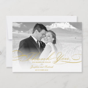 Carte De Remerciements Mariage simple de photo élégante et élégante de