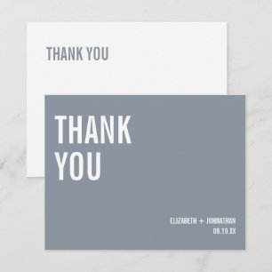 Carte De Remerciements Mariage simple Dusty Blue Typography