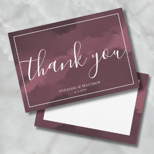 Carte De Remerciements Mariage Simple Élégant Bourgogne