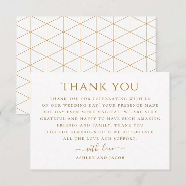 Carte De Remerciements Mariage simple géométrique. Élégant et moderne pro (Devant / Derrière)