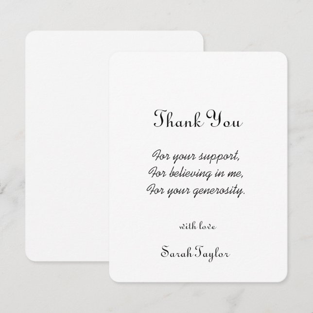 Carte De Remerciements Mariage Simple Moderne Écriture Manuscrite Bridal  (Devant / Derrière)