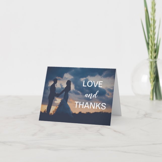 Carte De Remerciements Mariage simple photo moderne (Devant)