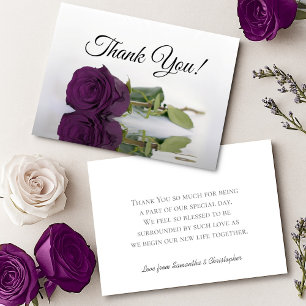Carte De Remerciements Mariage Simple Rose Miroir Élégant Prune Pourpre