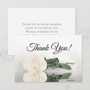 Carte De Remerciements Mariage Simple Rose Miroir Élégante Ivoire Blanche
