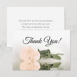 Carte De Remerciements Mariage Simple Rose Miroir Élégante Pêche Pâle