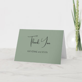 Carte de remerciements Mariage simple Sage Green