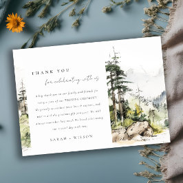 Carte De Remerciements Mariage Sketch Paysage de montagne de Soft Woods