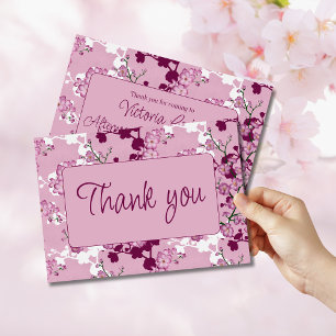 Carte De Remerciements Mariage sous les fleurs de cerisier   Élégant flor