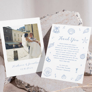 Carte De Remerciements Mariage sur la plage de la côte bleue Dusty